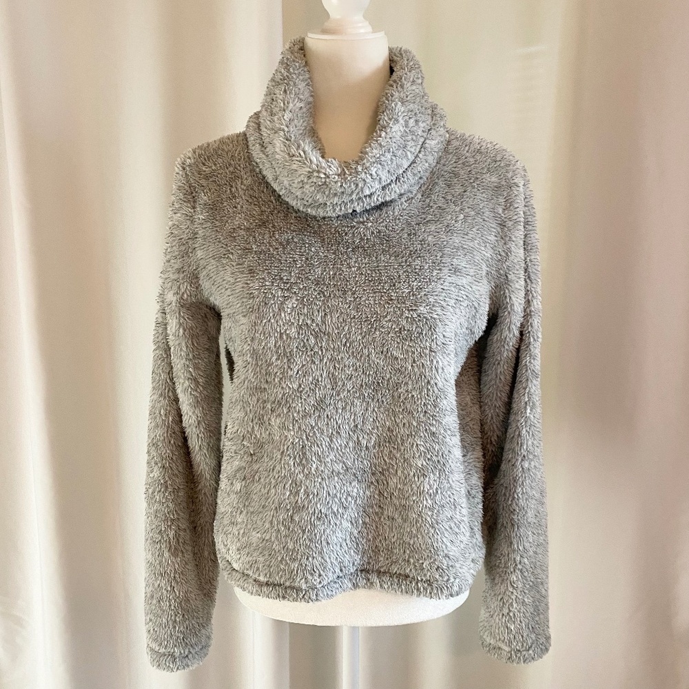 Aerie Women's Gray Fuzzy Cowl Neck Pullover Sweater Size Medium